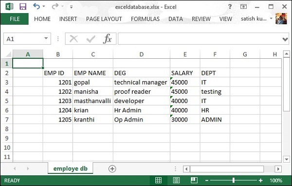 Excel数据库
